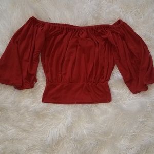 Off Shoulder Cropped Shirt